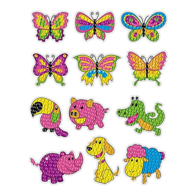 5D Diamond Painting Stickers Sets Cartoon Butterfly Bee Elephant Panda Giraffe Mosaic Stickers DIY Creative Crafts Kids Gift