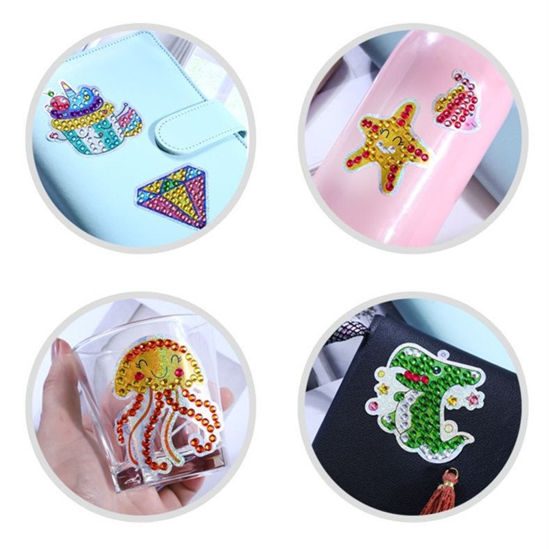 5D Diamond Painting Stickers Sets Cartoon Butterfly Bee Elephant Panda Giraffe Mosaic Stickers DIY Creative Crafts Kids Gift