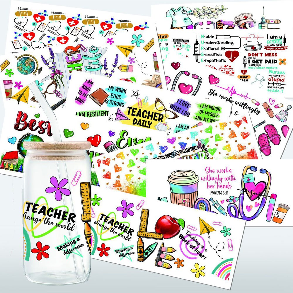 UV DTF Cup Wrap Transfer Sticker Custom Waterproof Heat Transfer Sticker For Decoration