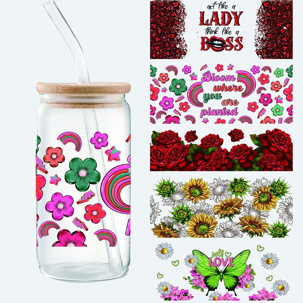 UV DTF Cup Wrap Transfer Sticker Custom Waterproof Heat Transfer Sticker For Decoration
