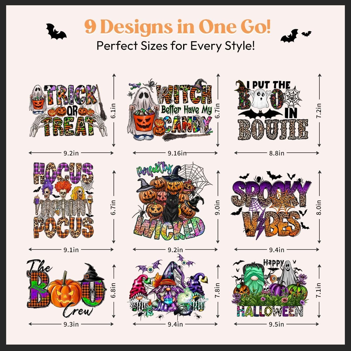 Halloween Iron on Transfer for TShirts Witch Ghost Pumpkin Halloween Heat Transfer Stickers for Hoodie Iron on Decals for Crafts