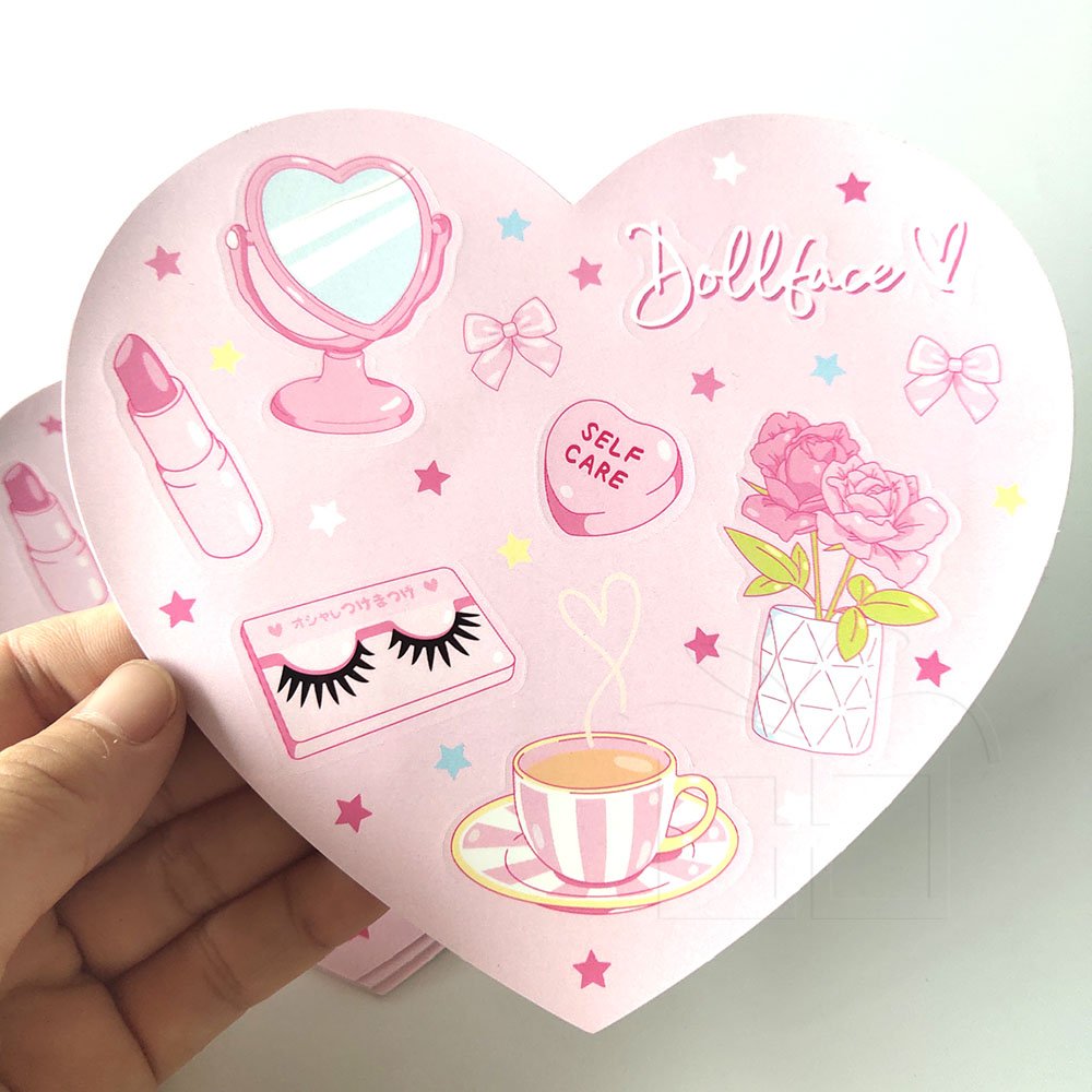 Make You Own Logo Kawaii Vinyl Make UP Kiss Cut Sticker Sheets
