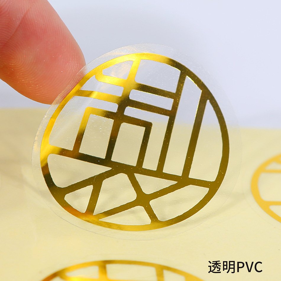 Color Printed Waterproof Self Adhesive Transparent Clear Gold Foil Vinyl Lettering Custom Logo Packing Labels Stickers
