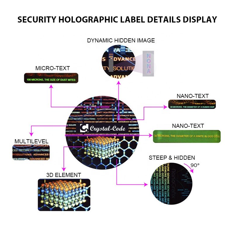 gift custom UV certification rectangle hologram sticker round scratch label holographic security logo printing
