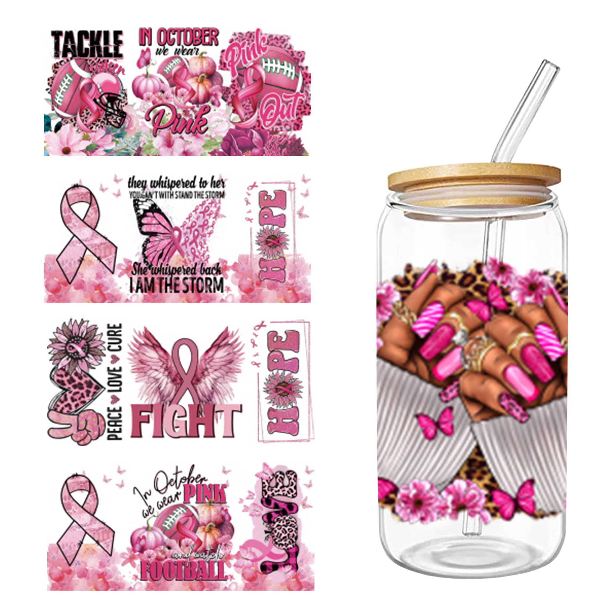 Custom the pooh designs 3d effect uvdtf cup wrap decals waterproof 16oz uv cup wraps stickers uv dtf cup wrap transfers