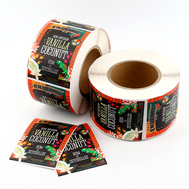 Custom Logo Label Print Product Roll Waterproof Vinyl Sticker Adhesive Label Sticker Packaging Labels for glass bottles