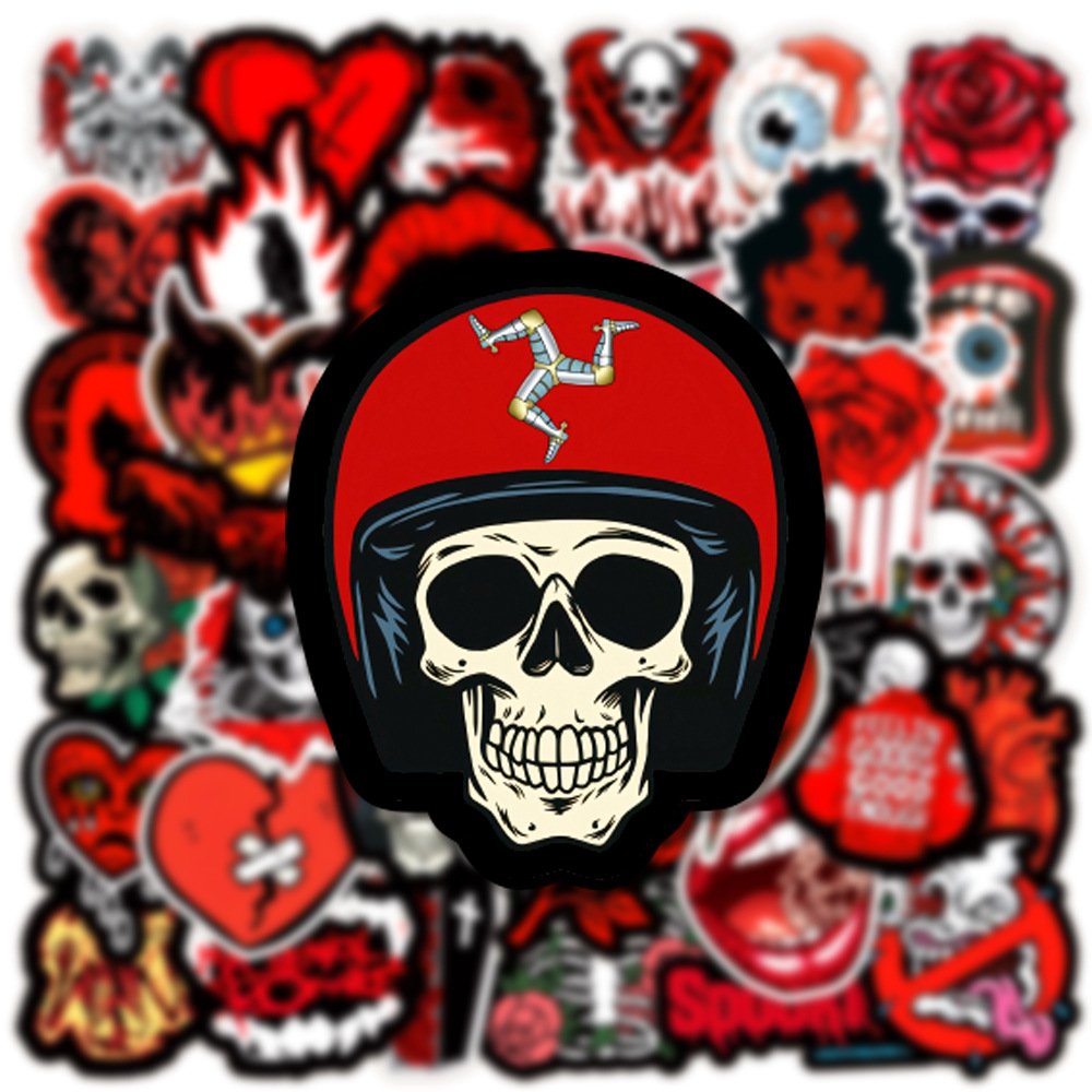 50 Black And Red Gothic Stickers Horror Thriller Decoration Notebook Water Cup Waterproof Graffiti Stickers Stickers