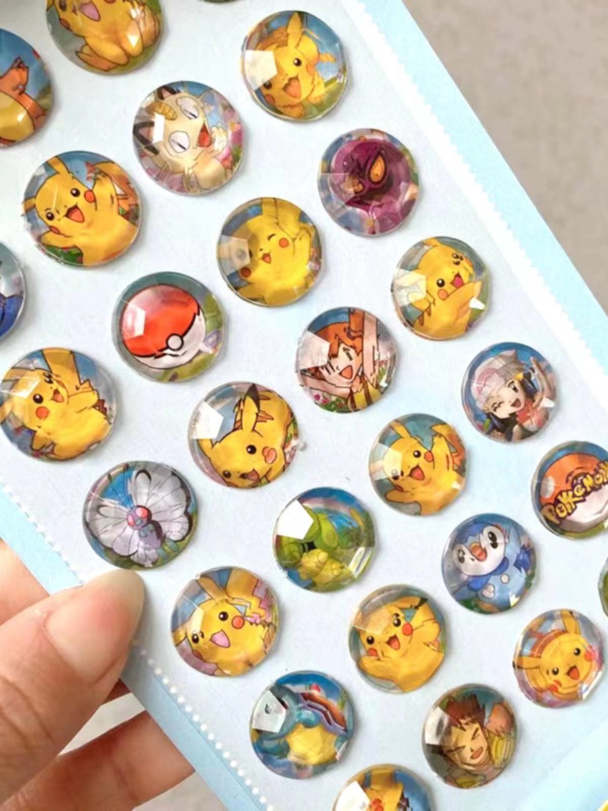 Cartoon Gem Face Crystal Glitter Pearl Sheets 3D Epoxy Custom Logo Stickers Packaging Labels