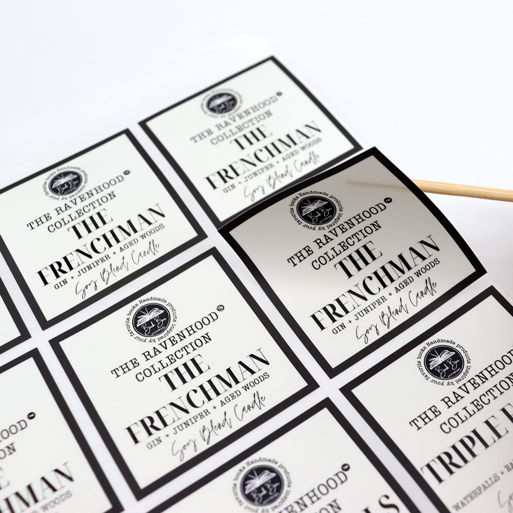 Custom private logo waterproof adhesive label for cosmetic perfume candle jar stickers labels printing