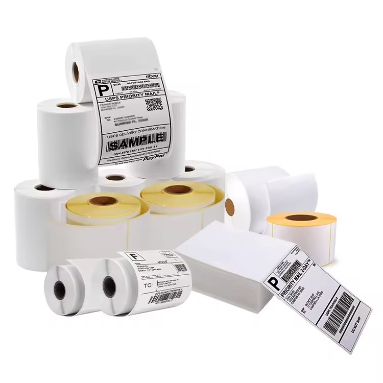 Customize transfer thermal print laser label roll PET/PVC barcode blank sticker shipping label inkjet thermal pp synthetic label