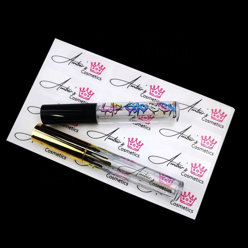LZ Pack Self-Adhesive Waterproof Transparent Make Your Own Lipstick Labels Custom Logo Lip Gloss Stickers