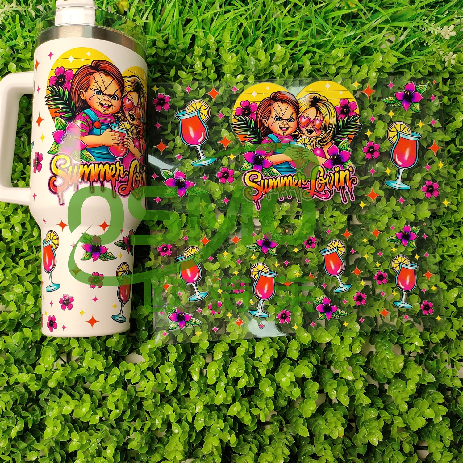 Osmo Factory Wholesale Summer Loving pattern UV Dtf 40oz Tumbler Wraps sticker