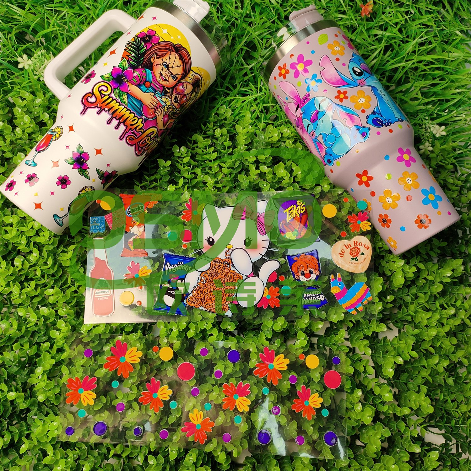 Osmo Factory Wholesale Summer Loving pattern UV Dtf 40oz Tumbler Wraps sticker