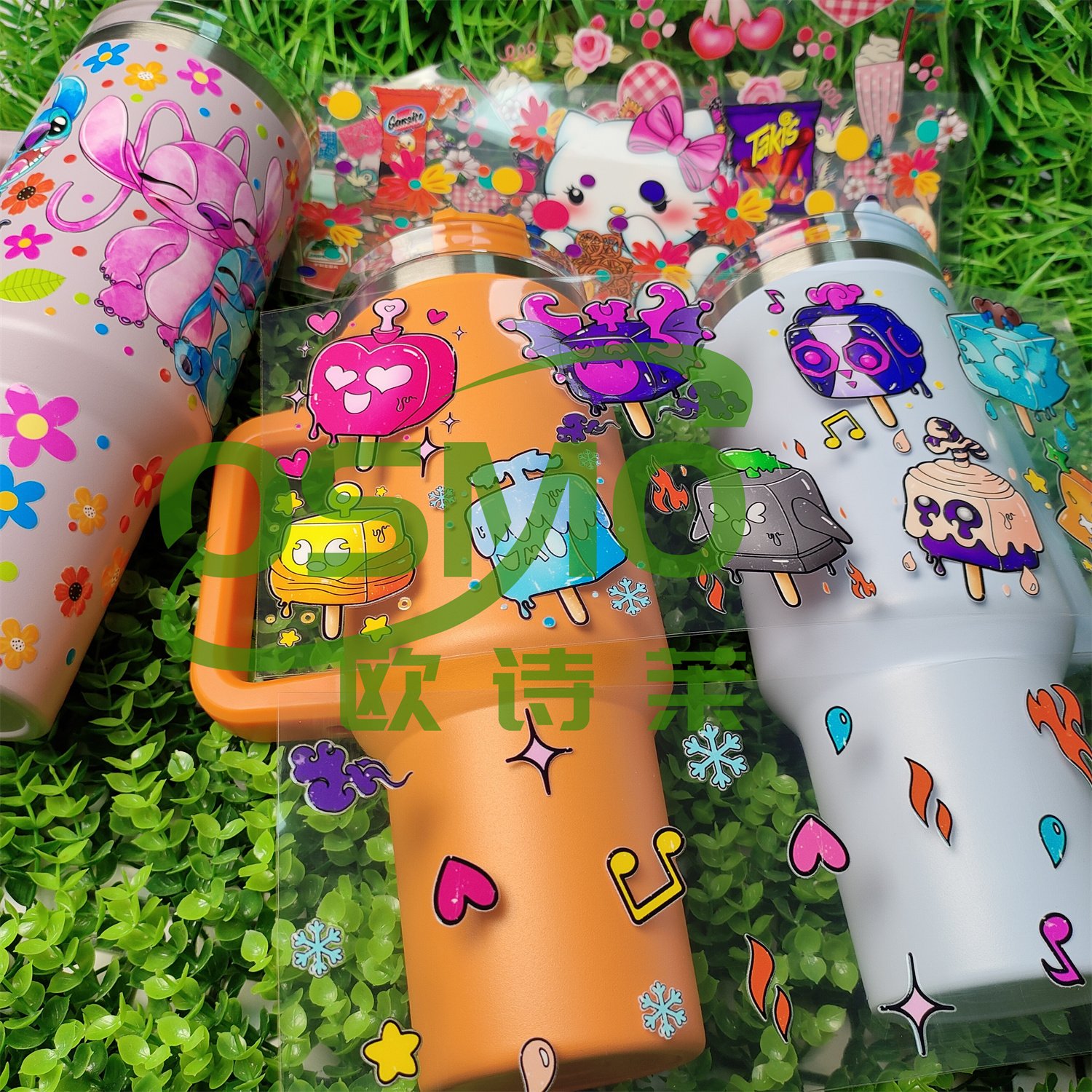 Osmo Factory Wholesale Summer Loving pattern UV Dtf 40oz Tumbler Wraps sticker