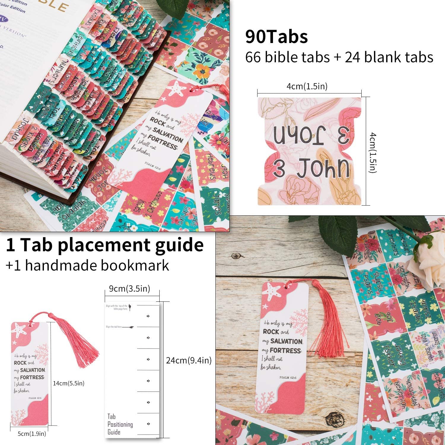 Self Adhesive Teal Bible Labeling Tabs Sticker with Large Print for Women Bible Index tabs in Total for Old and New Testament