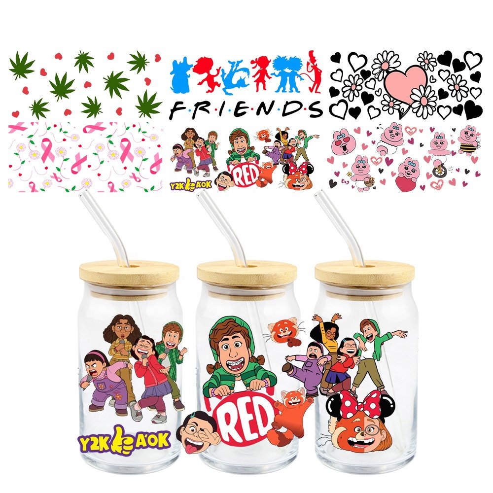 MIYA Popular Design Custom Decal Label UV DTF Cup Wrap Transfer Sticker for 16oz 20oz 24oz 32oz 40oz Cups
