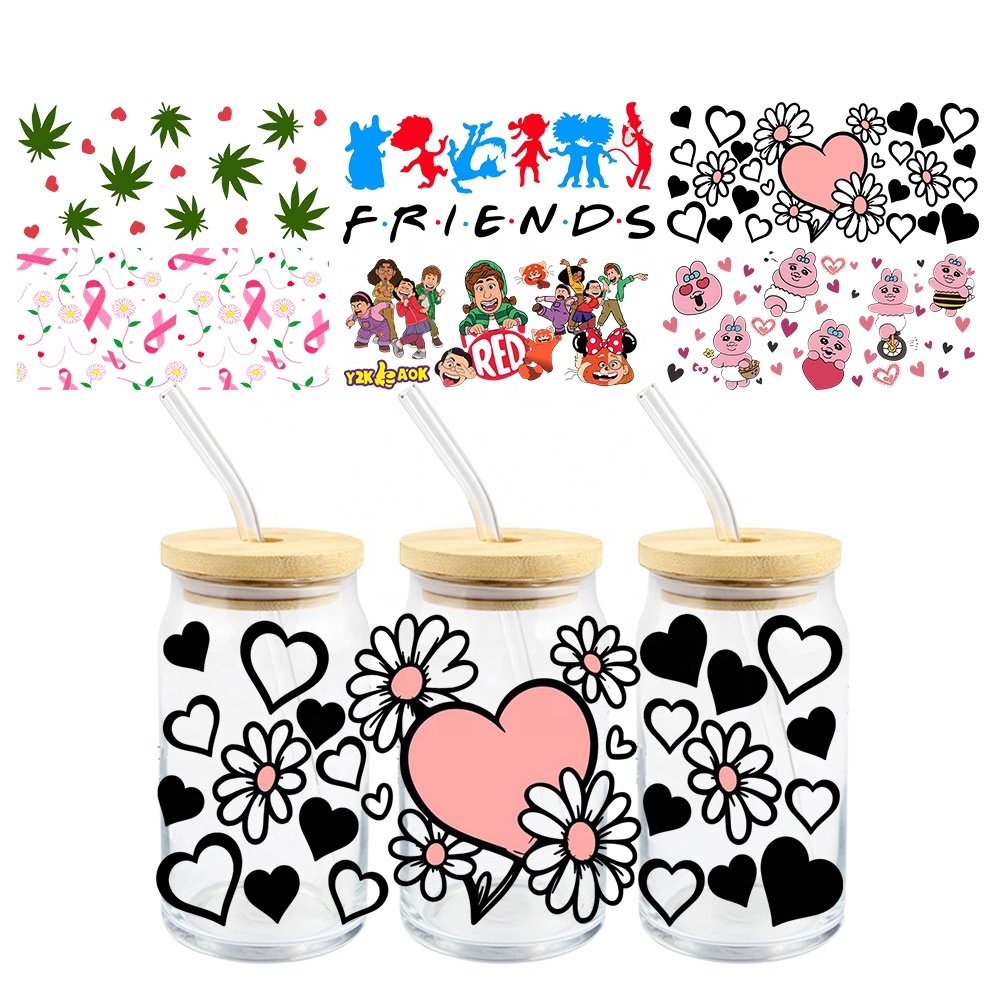 MIYA Popular Design Custom Decal Label UV DTF Cup Wrap Transfer Sticker for 16oz 20oz 24oz 32oz 40oz Cups