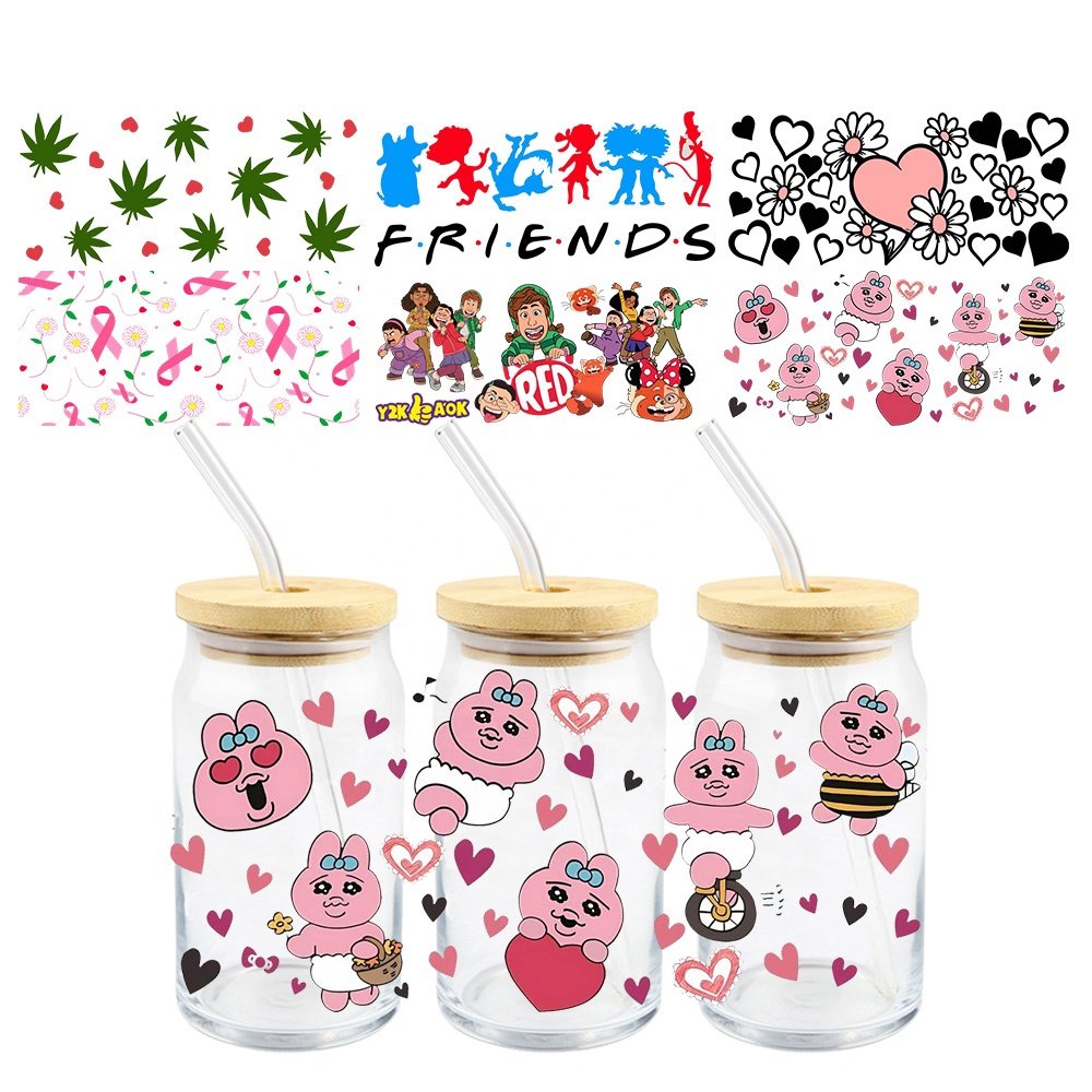MIYA Popular Design Custom Decal Label UV DTF Cup Wrap Transfer Sticker for 16oz 20oz 24oz 32oz 40oz Cups