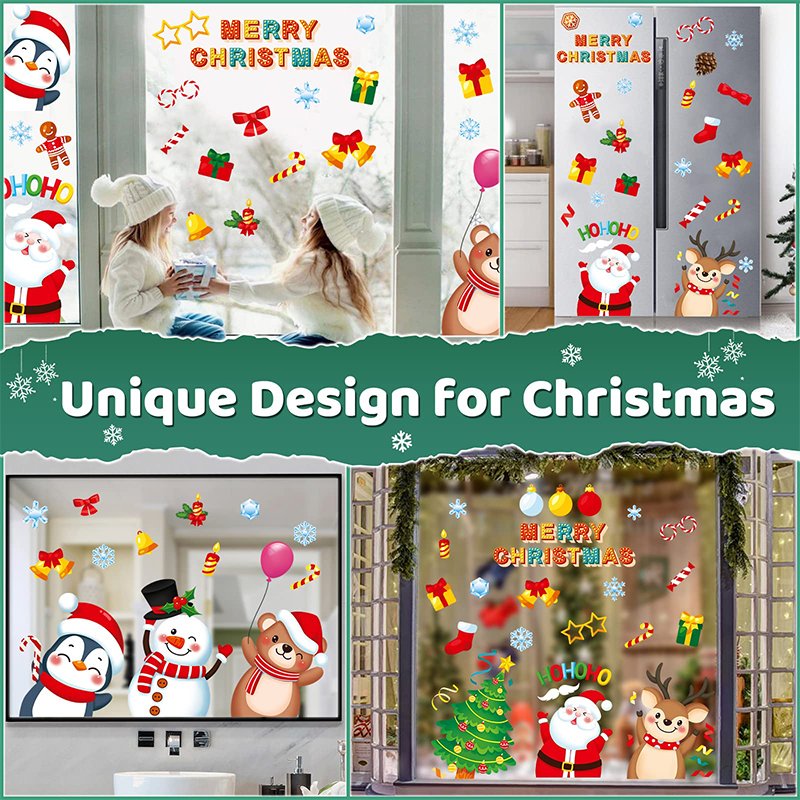 2023 Promotional Holiday Decorative Advertising Decor Halloween Cartoon Snowman Christmas Glass Custom Logo Window Stickers
