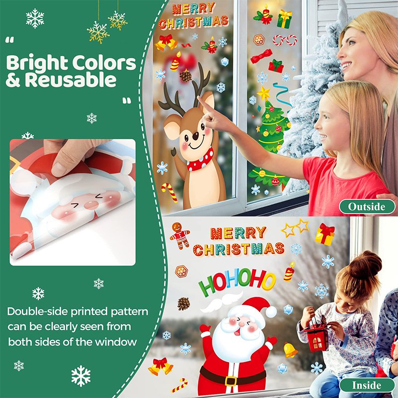 2023 Promotional Holiday Decorative Advertising Decor Halloween Cartoon Snowman Christmas Glass Custom Logo Window Stickers