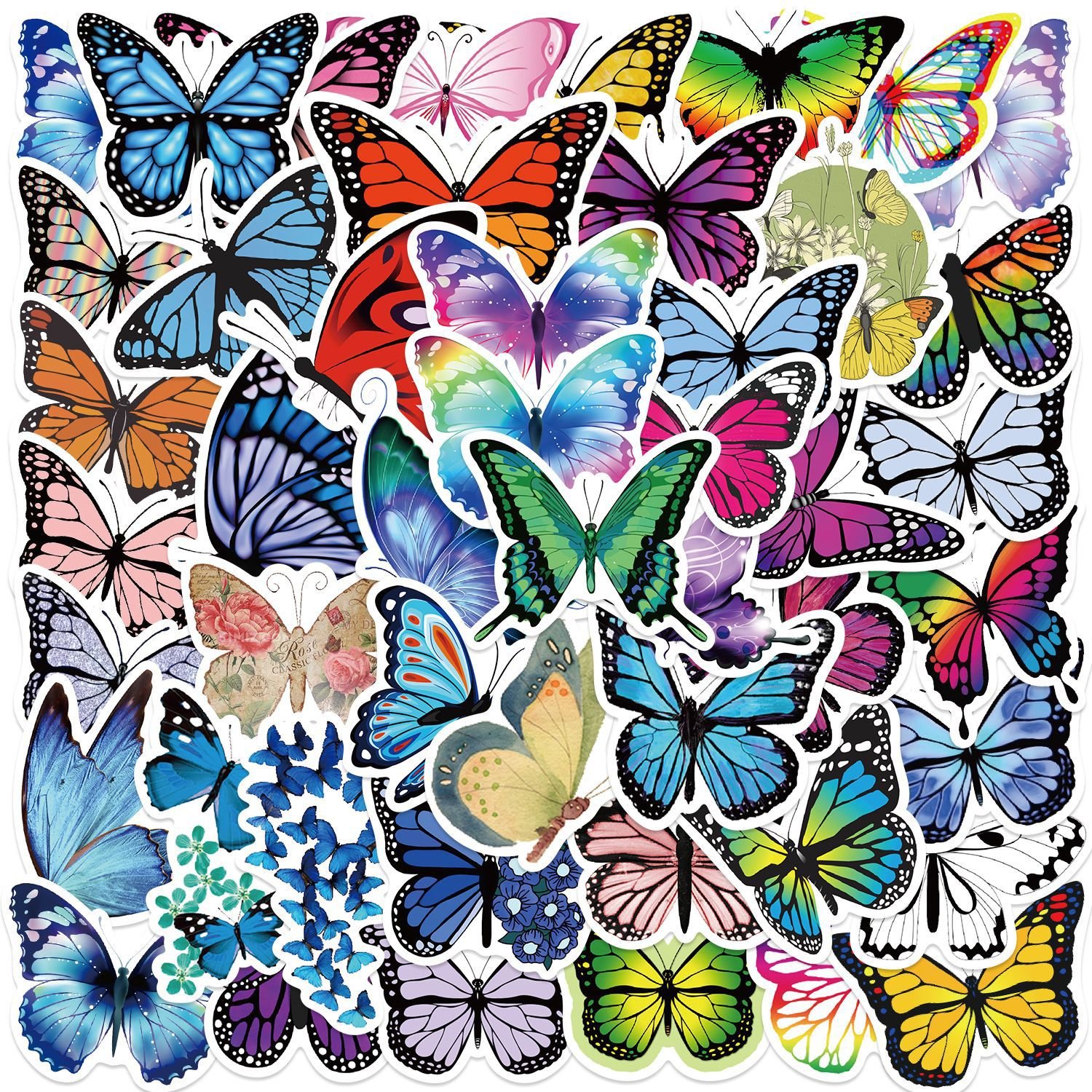 50PCS Full series insect cartoon animals colorful butterfly stickers