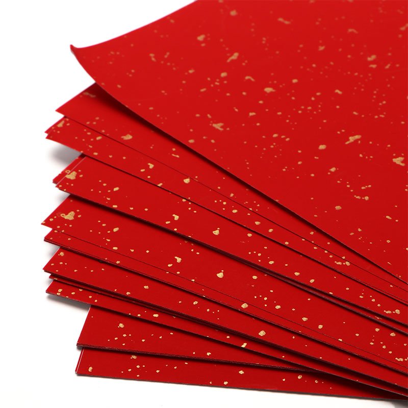 HH 06 Bright red glossy sticker paper a4 Sprinkled gold paper sticker Suitable for laser printer