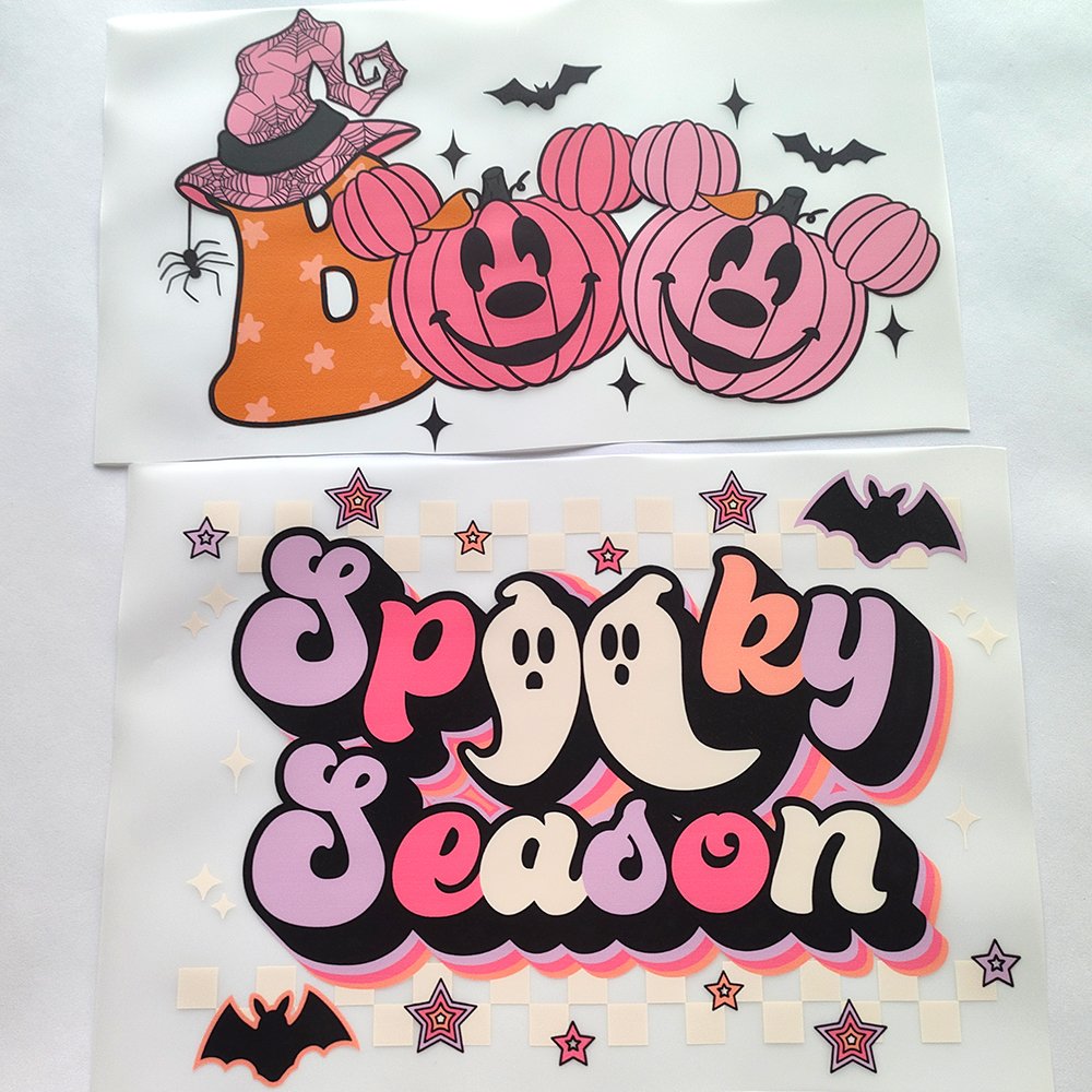 wholesale custom halloween designs screen print plastisol dtf vinyl sticker logo ghost boo DTF heat transfers for t shirts