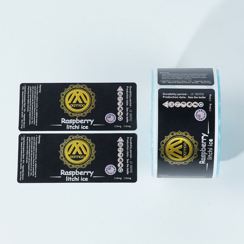 Custom Packaging Logo Adhesive Black Label Sticker Printing Food Logo Label Sticker