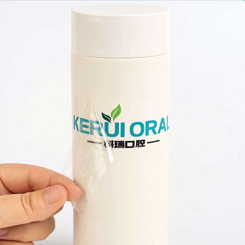 Custom printed metal logo pressed 3d label UV water cup glass packaging box tin can transfer sticker packaging sticker