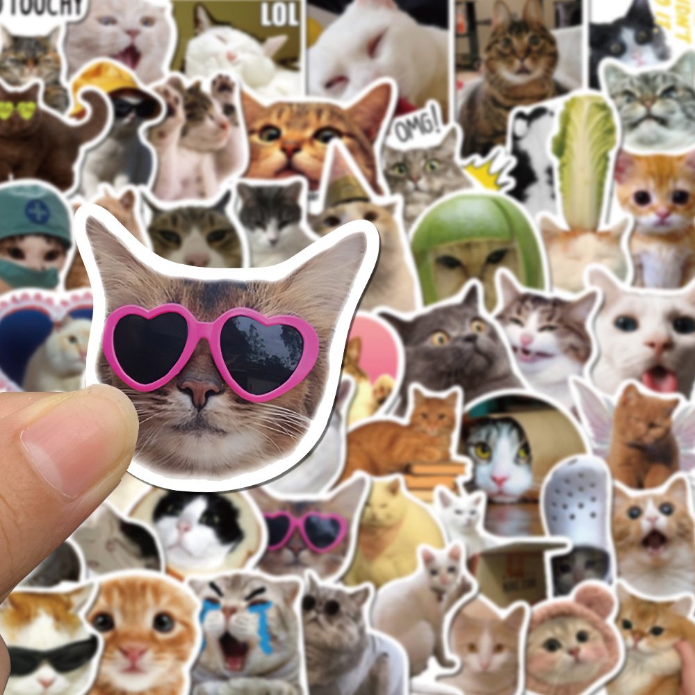 ZY3135S 50Pcs New Cute Cat Meme Scrapbook Graffiti DIY Stickers Decorative Cup Guitar Laptop Luggage Vinyl Waterproof Stickers