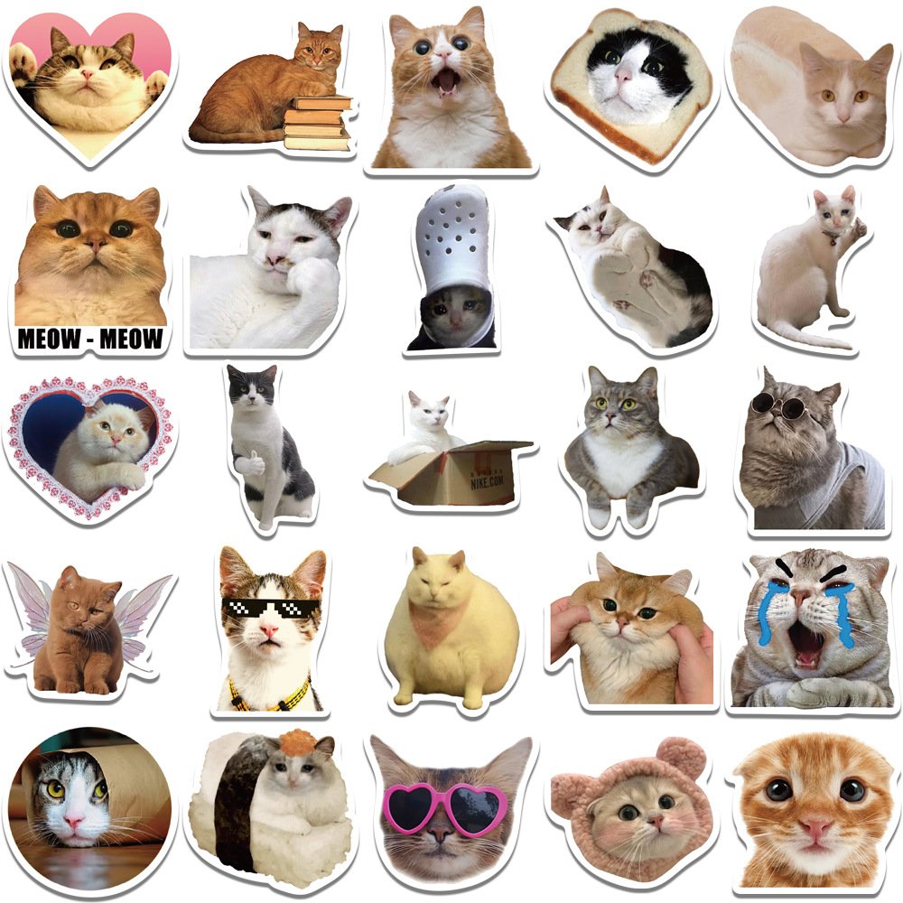 ZY3135S 50Pcs New Cute Cat Meme Scrapbook Graffiti DIY Stickers Decorative Cup Guitar Laptop Luggage Vinyl Waterproof Stickers