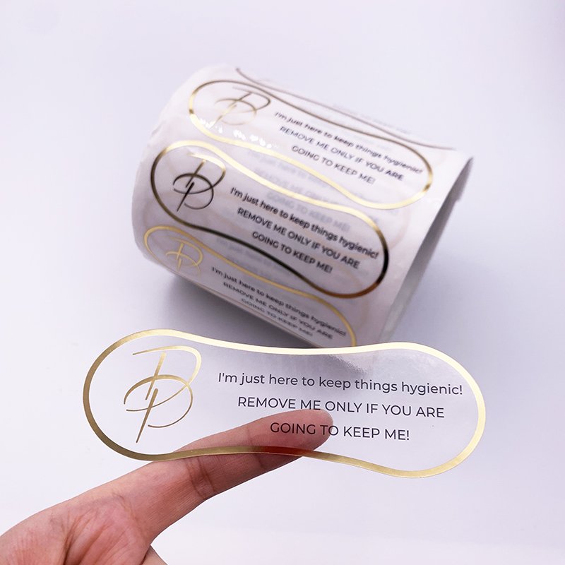 Custom Vinyl Printing Roll Personalized Logo Adhesive Gold Foil Transparent Labels Stickers