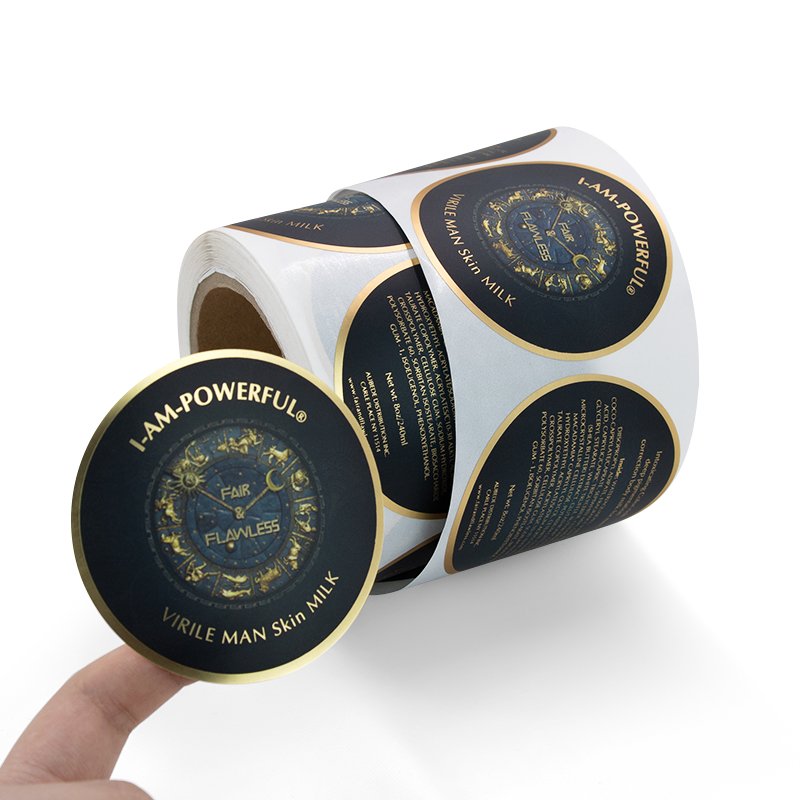 Custom Vinyl Printing Roll Personalized Logo Adhesive Gold Foil Transparent Labels Stickers