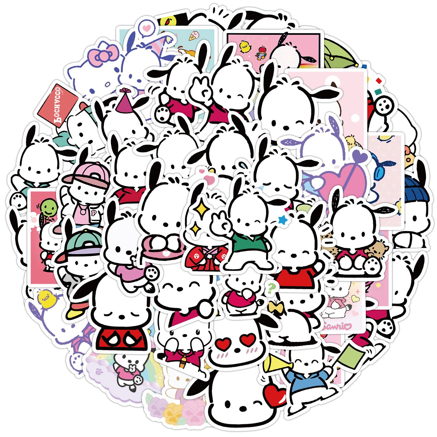 ZY1656C 50Pcs Cute Pachacco Dog Stickers Waterproof Decorate Laptop Skateboard Cellphone Luggage Guitar For Teen Kid Decal