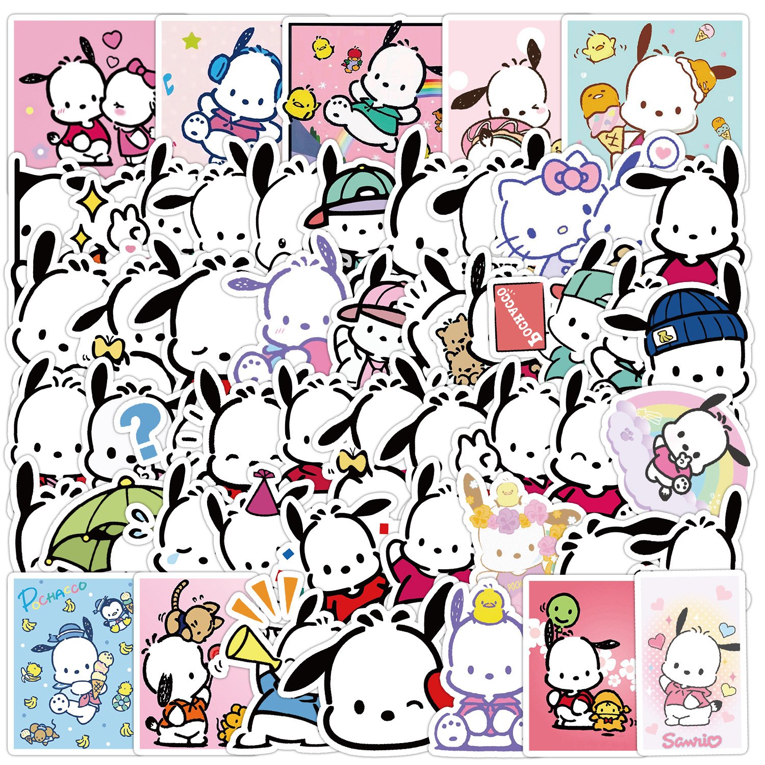 ZY1656C 50Pcs Cute Pachacco Dog Stickers Waterproof Decorate Laptop Skateboard Cellphone Luggage Guitar For Teen Kid Decal