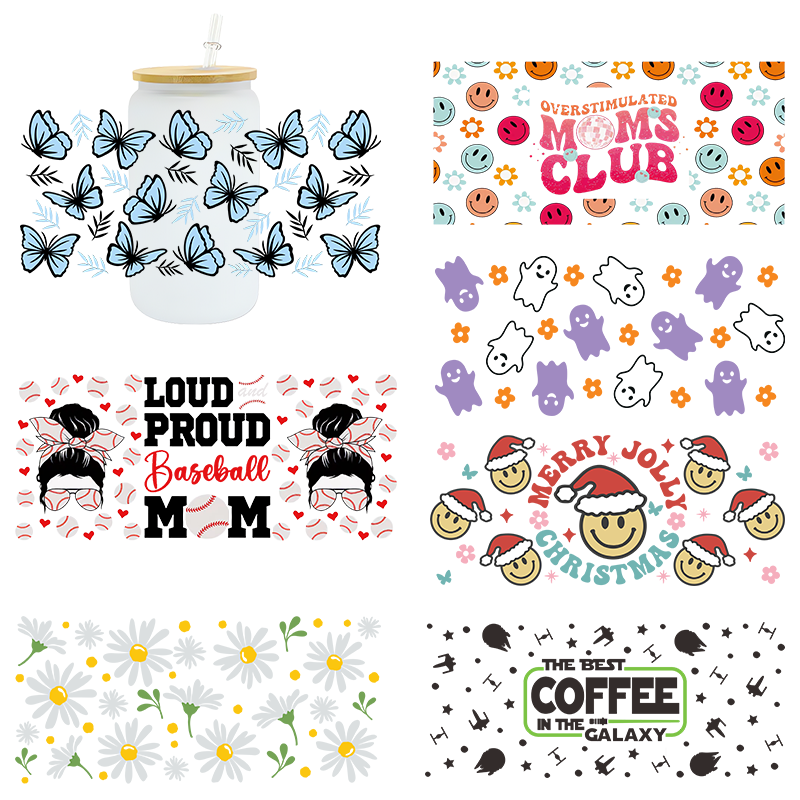 16 Oz Size Custom Logo Full Color Sticker Uv Dtf Cup Packaging Sticker