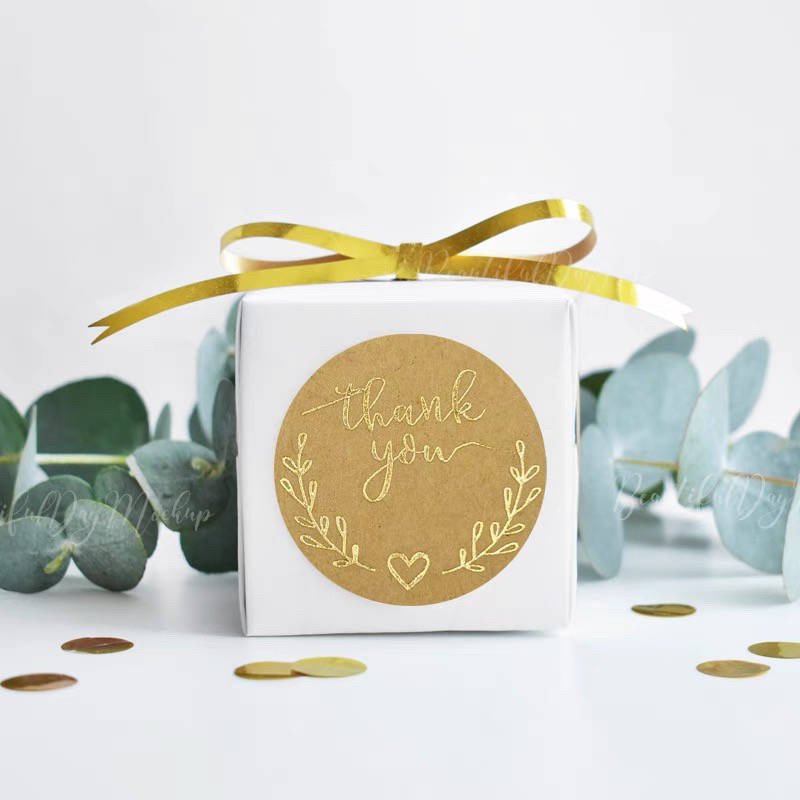 Custom Round Thank You Labels Foil Stamping Stickers Rolls Gift Bag Closure Stickers Foil Stamping Thank You Stickers