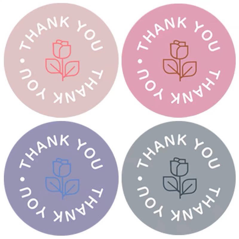 Custom Round Thank You Labels Foil Stamping Stickers Rolls Gift Bag Closure Stickers Foil Stamping Thank You Stickers