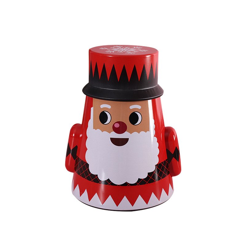 Santa Snowman Tumbler Eve Christmas Metal Tin Box For Gift Candy Cookie Package
