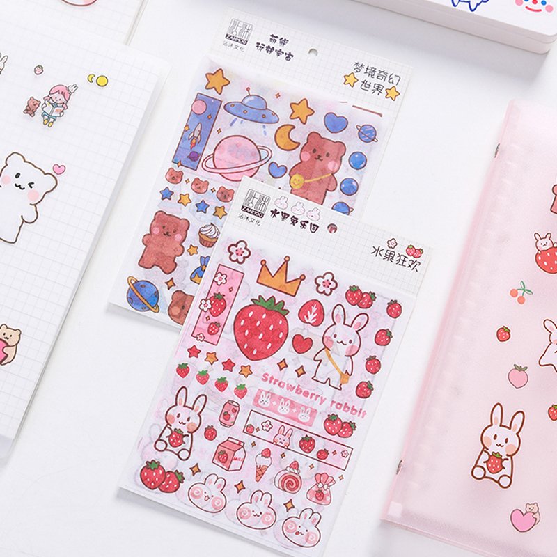 High Quality Custom Decorative Cute sticker set Logo A4 A5 A6 Waterproof Transparent Clear Vinyl Kiss Cut Stickers Sheet Custom