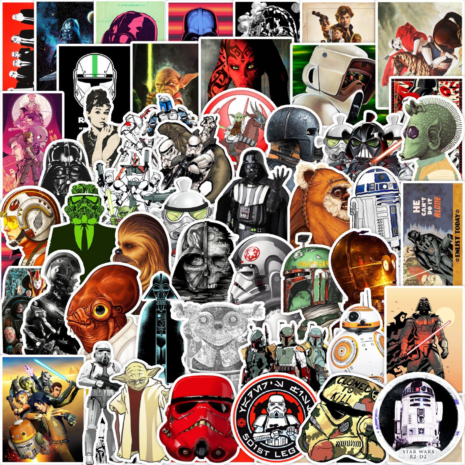 50Pcs Children Liked Star Wars Graffiti Stickers Decorative Label For Luggage Laptop Guitar Helmet Skateboard Waterproof Sticker