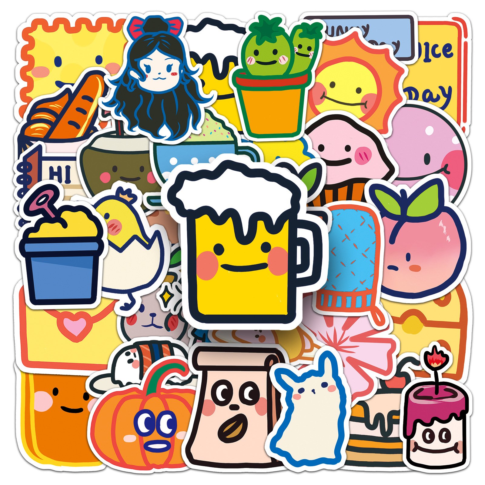 50 pcs original cartoon graffiti stickers, cute stickers decorative mobile phone cases water cups luggage waterproof stickers
