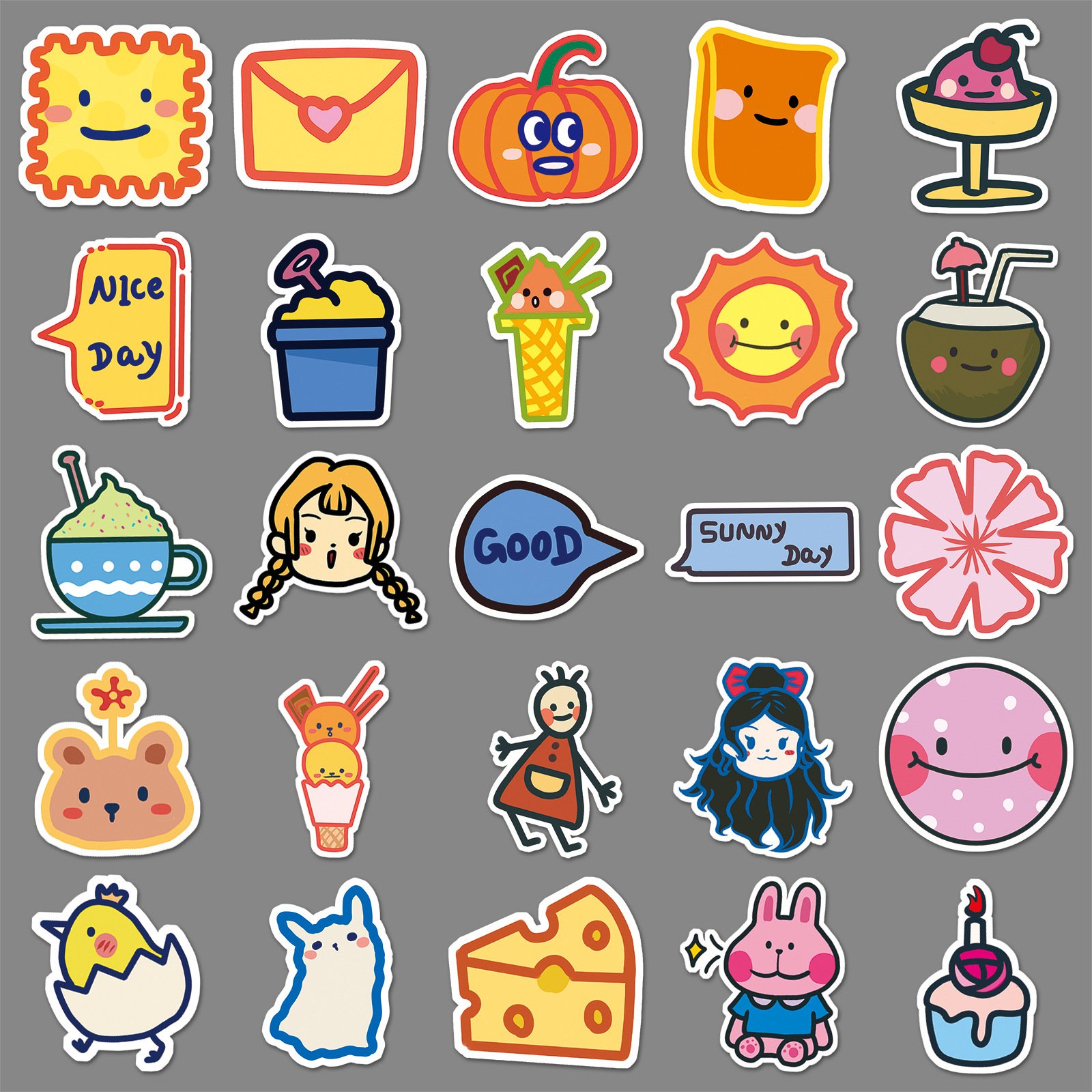 50 pcs original cartoon graffiti stickers, cute stickers decorative mobile phone cases water cups luggage waterproof stickers