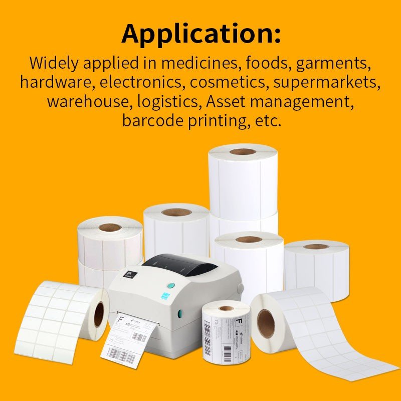 Soonmark high quality 3''*1.5'' for package thermal transfer coated paper label sticker customize logo