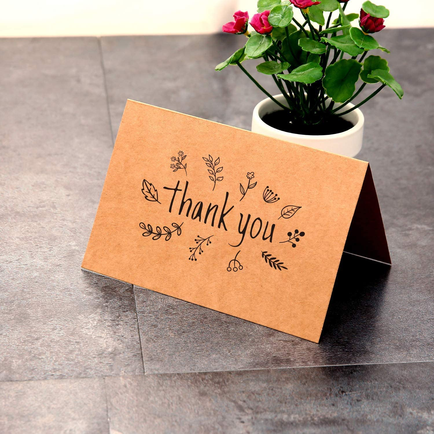 Thank You Cards Of, 36 Pack Brown Kraft Paper 6 Design Of Assorted Thank U Greeting Note Card With Envelopes And Stickers