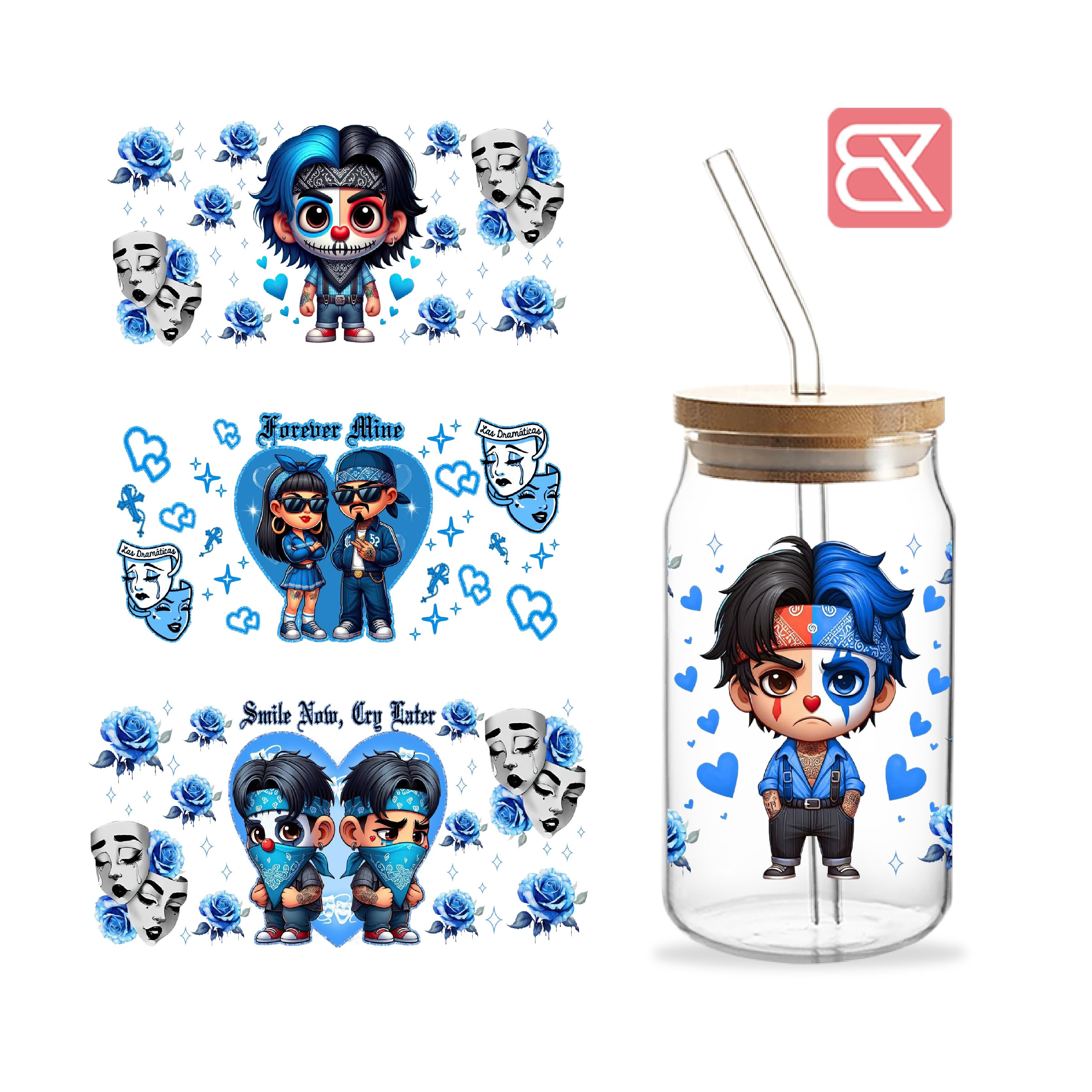 Wholesale popular cup sticker design UV DTF Decals Ready to Ship Press Logo Stickers UV DTF Cups Wraps Transfers