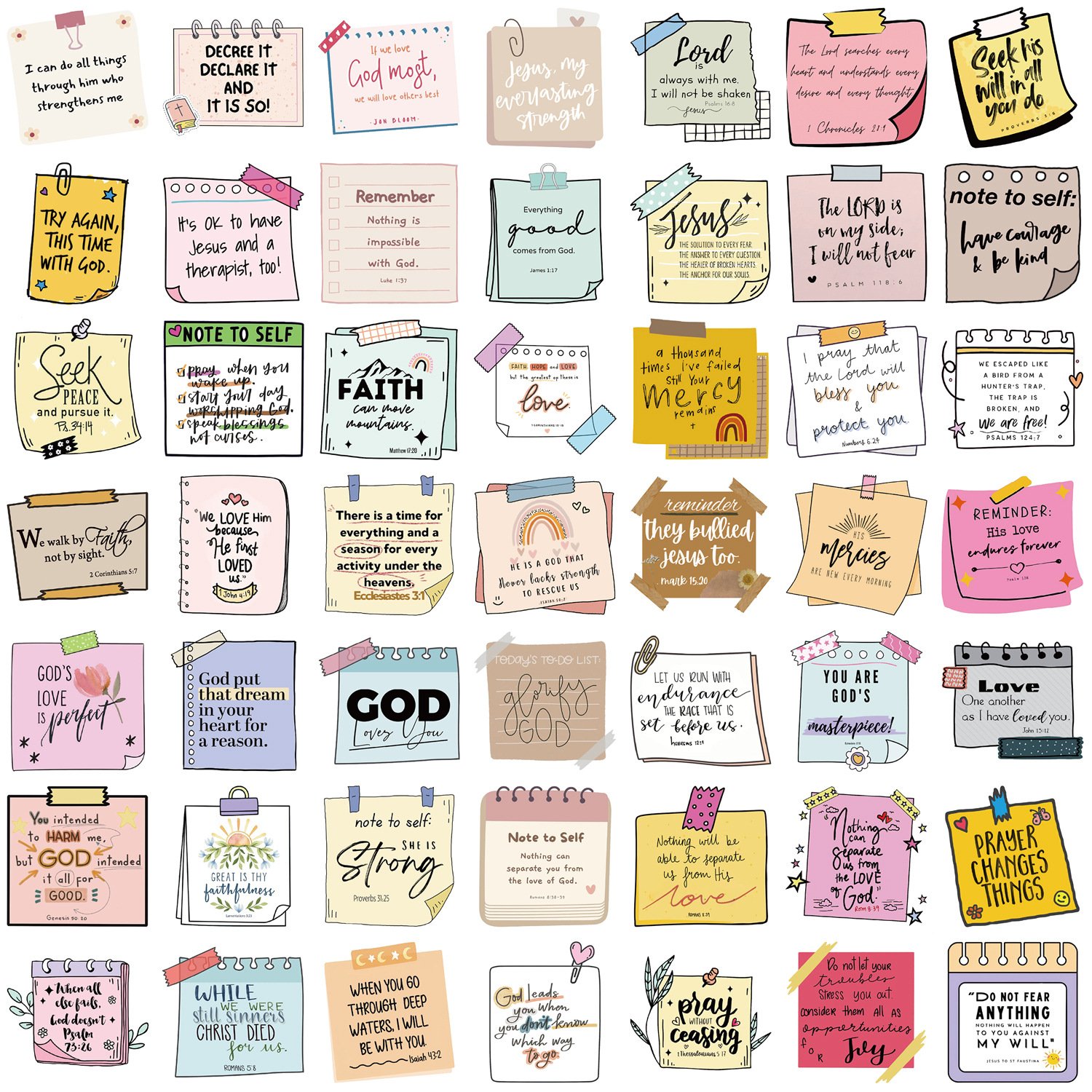 50PCS Jesus faith inspirational sticker reminder sticky note
