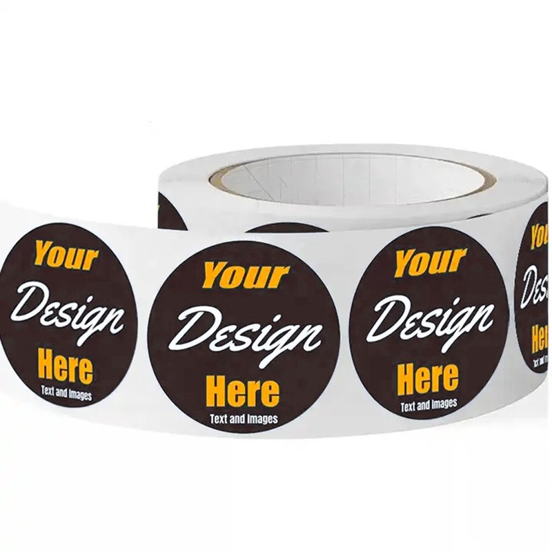 Custom Waterproof Self Adhesive Round Etiqueta Circular Packaging Label Roll Printing Etiquette Customised Circle Logo Sticker