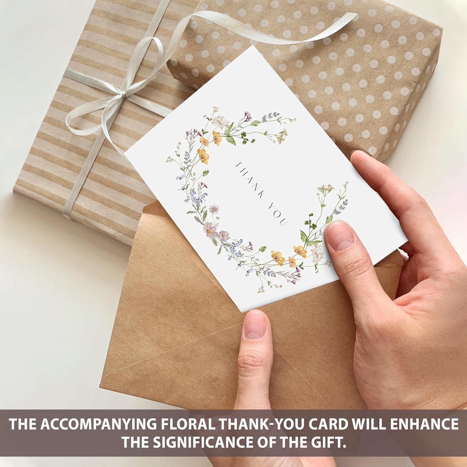Custom Floral Thank You Notes Wildflower Thank You Cards With Adhesive Envelope and Stickers for Special Gift