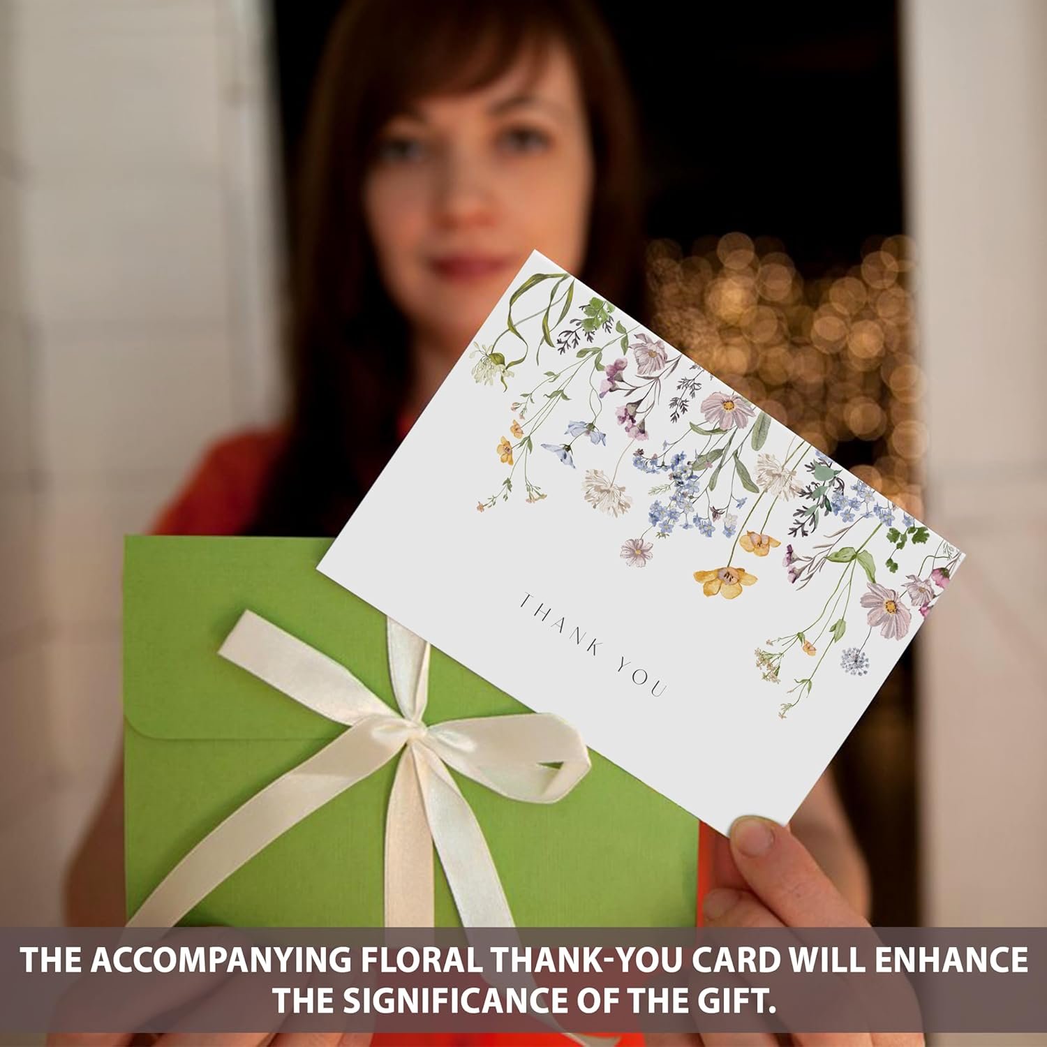 Custom Floral Thank You Notes Wildflower Thank You Cards With Adhesive Envelope and Stickers for Special Gift